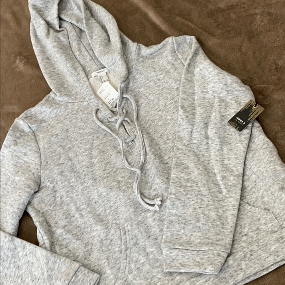 Grey tie up hoodie